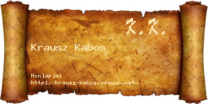 Krausz Kabos névjegykártya